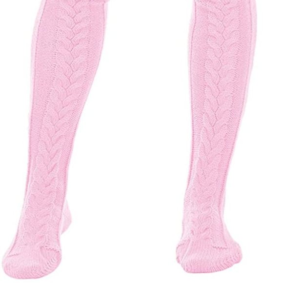 Knee High Socks Over The Knee Chunky Cable Knit Knee Highs Pink - Picture 9 of 15